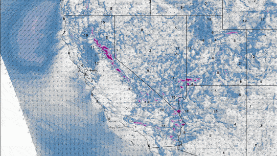 Forecast winds in Southern California