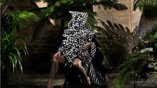 Gerwyn Davies (right) reveals only his tattooed legs in “Vaucluse House” (2021), “Hedge” (2017), and “Prawn” (2016).