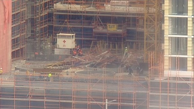 The scaffolding collapse at Macquarie Park. 