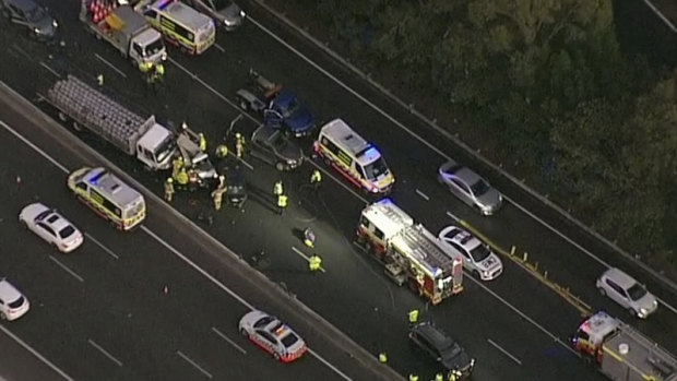 One person has died in an 11-vehicle crash on the M4.
