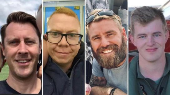 Bushman 83’s aircrew, from left, Joseph (Phil) Laycock, Alexander Naggs, Danniel Lyon, Max Nugent.