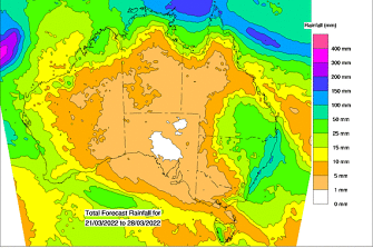The Bureau of Meteorology’s forecast models show Australia is set to receive some rainfall over the coming week.