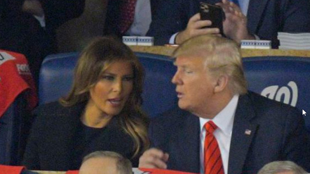 US President Donald Trump, watching a World Series baseball game  in Washington with first lady Melania Trump, was booed by the crowd.