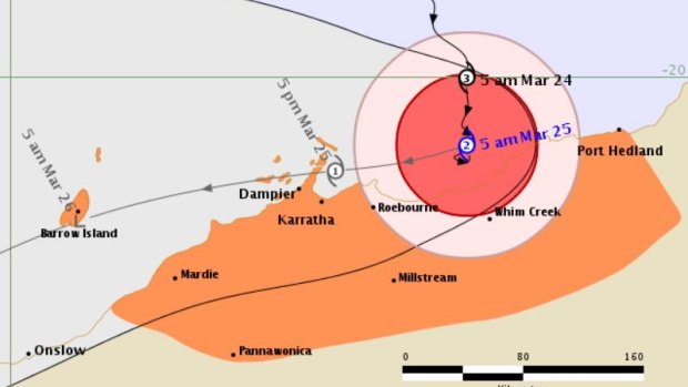 Tropical Cyclone Veronica will track westwards, close to the Pilbara coast. It is currently producing destructive winds and heavy rainfall west of Port Hedland.