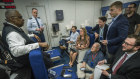 Secretary of Defence Lloyd Austin  answers questions from the travelling press aboard the E-4B NAOC.