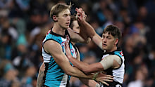 (L-R) Todd Marshall and Zak Butters in action for the Power.