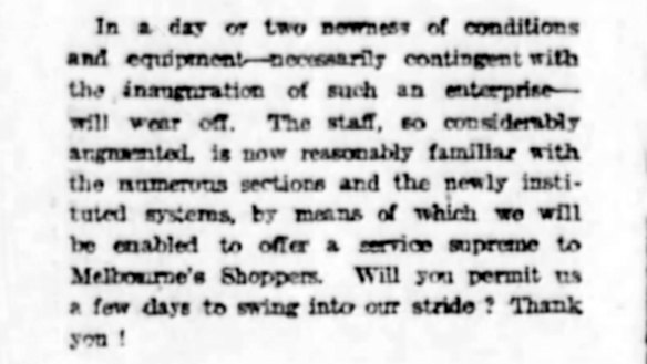 The Myer ad in The Age on July 11, 1914.