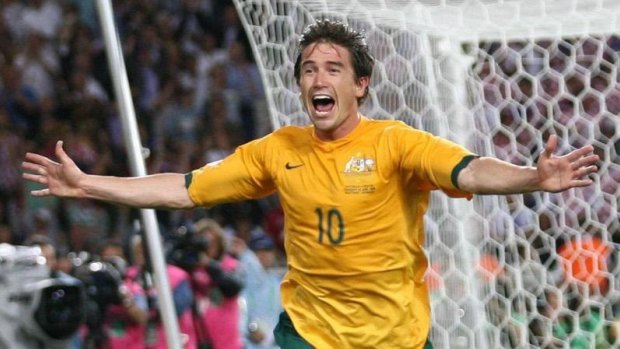 That goal: Harry Kewell celebrates the goal against Croatia that effectively qualified the Socceroos for a date with Italy at the 2006 World Cup.