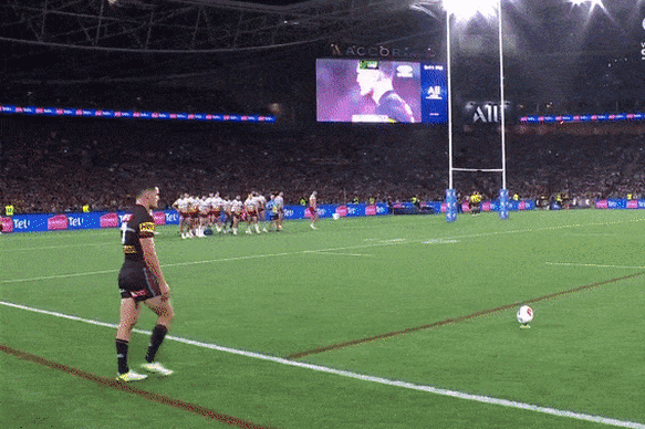 Four: Nathan Cleary kicks a crucial sideline conversion.