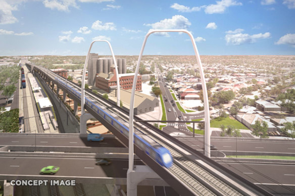 Ministers Jacinta Allan and Paul Fletcher unveiled the first images of the new rail bridge to form part of the Melbourne Airport Rail project. 
