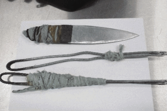 Homemade weapons confiscated in prison.