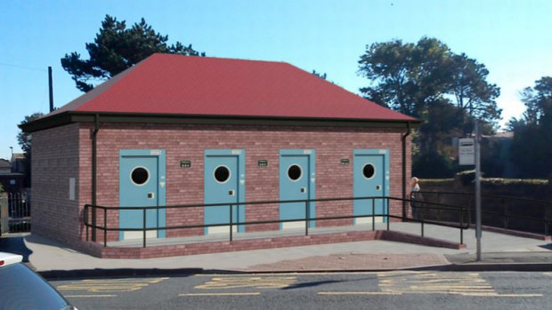 The proposed public toilets in Porthcawl, Wales.