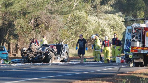The crash that killed a woman near Waroona yesterday.