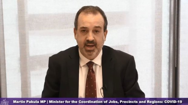 Jobs Minister Martin Pakula gives evidence to the hotel quarantine inquiry on Wednesday.