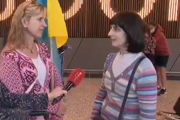 Ms Kmetj with Ukrainian woman Natalia Bilianska. 