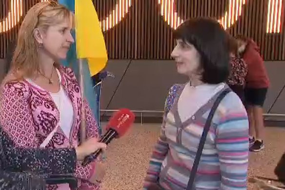 Ms Kmetj with Ukrainian woman Natalia Bilianska. 