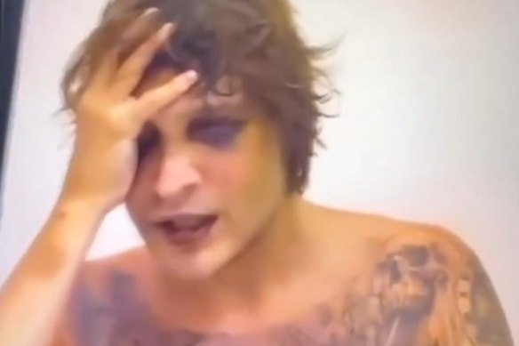 A screenshot from the Igor Komarov hostage video. 