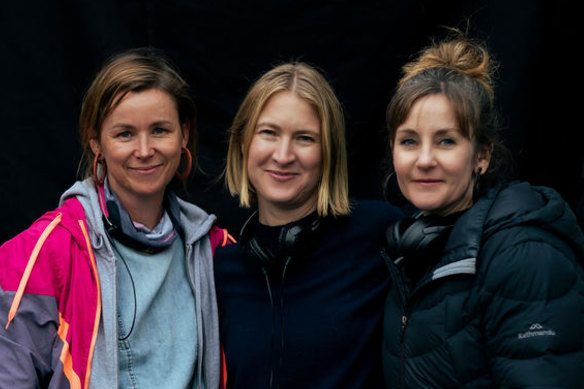 Director of photography Katie Milwright, producer Joanna Werner and director Sian Davies on the set of Surviving Summer.