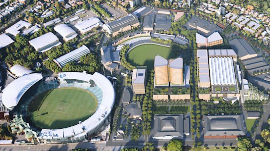 The redevelopment will include tree-lined boulevards, a cafe strip, a multi-storey hotel and offices for creative industries workers. 