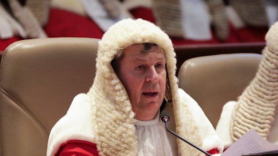 NSW Chief Justice Andrew Bell, pictured in the ceremonial Banco Court in Sydney during the Supreme Court’s 200th anniversary celebrations last year, has taken aim at the College of Law.