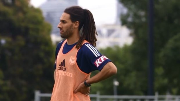 Ryan Shotton at Melbourne Victory training on Wednesday. 