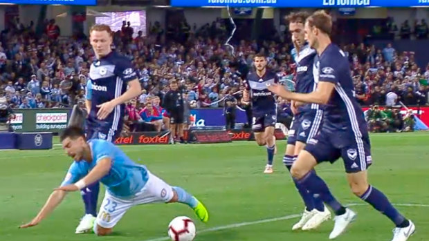 Kurt Ams judged this incident with Corey Brown and Bruno Fornaroli a foul and awarded a penalty after reviewing the footage.