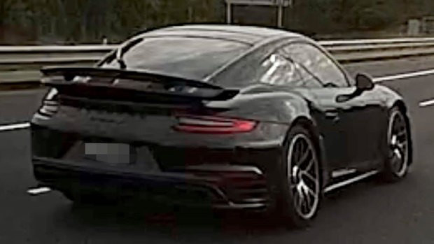 Footage has emerged of what appears to be the same black Porsche speeding down the Eastern Freeway a month ago.