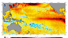 Sea surface temperatures in the Pacific Ocean are far higher than the average.