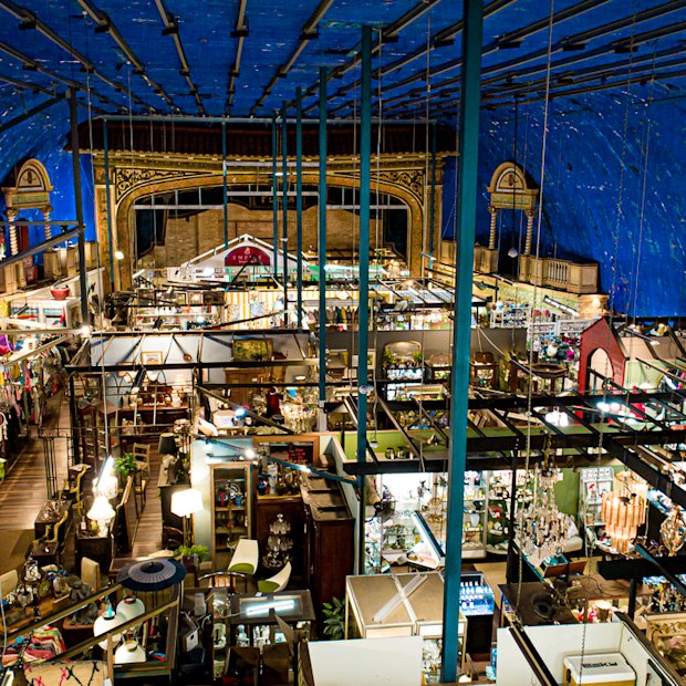 Sixty stallholders sell at Empire Revival, where the blue plaster walls still evoke the former “atmospheric cinema”.