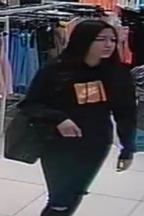 CCTV footage from Rebel Sports in Eastland shows Anastassia Saavedra Urzua.