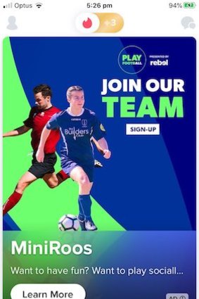 An ad for the Miniroos, on dating app Tinder.