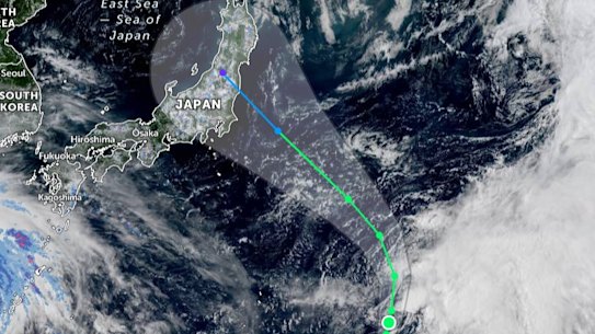 Typhoon Nepartak, right, heads for Japan on Saturday. On the left, typhoon In-Far.