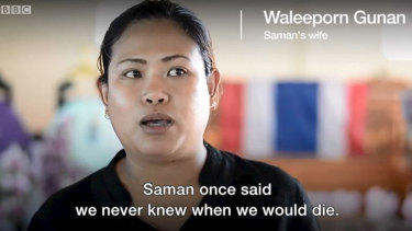 Waleeporn Gunan talked to the BBC about her husband, who died while trying to rescue the boys from Tham Luang cave.