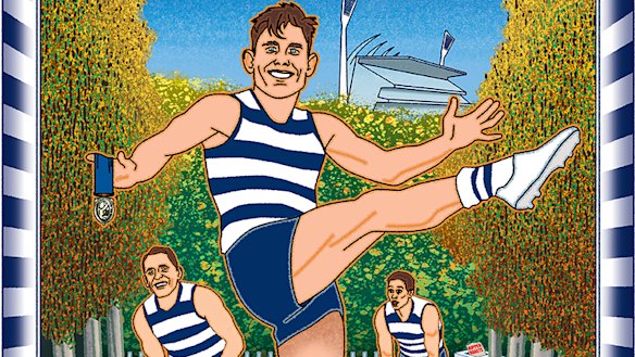 Top Cat: Geelong spearhead Tom Hawkins (illustration: Jim Pavlidis).