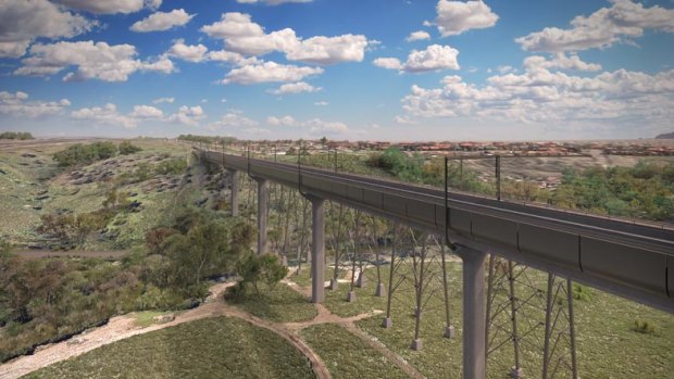 A concept image of part of the Maribyrnong River Bridge, planned to be part of the Melbourne Airport Rail project.