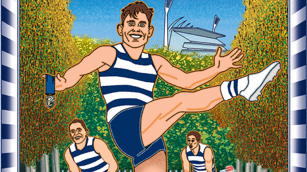 Top Cat: Geelong spearhead Tom Hawkins (illustration: Jim Pavlidis).