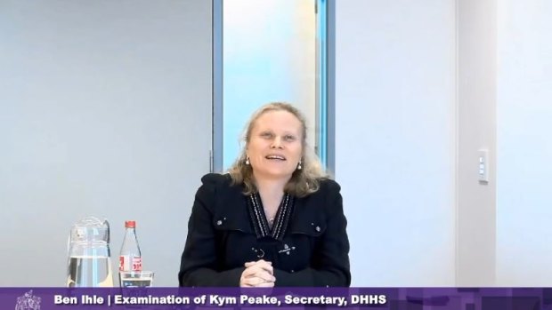 DHHS secretary Kym Peake giving evidence this week.