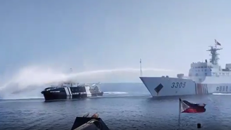 China accused of sonar blast ‘aggression’ after spray with Philippines vessels