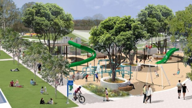 An artist’s impression of $22 million Archerfield Wetlands District Park, part of the $100 million Oxley Creek Transformation planned over two decades.