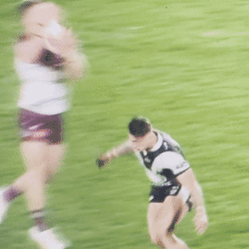 The contentious tackle on Reuben Garrick.