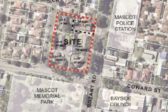 The public housing site is on the corner of Botany Road and Coward Street in Mascot.