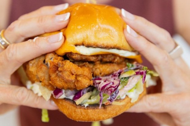 A burger from the new look Caringbah Bowling & Recreation Club, known as The Willarong.