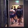Jack Hetherington and Reed Mahoney in the tunnel late in Sunday’s game.