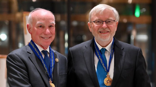 Kevin Rudd (right), Ambassador of Australia to the United States, hosting members of the US Congress at the annual Friends of Australia Caucus Dinner in Washington DC. Credit: Kevin Rudd/X
