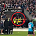 Projectiles are thrown at the referees at Eden Park.