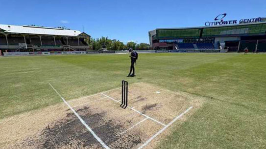 An empty Junction Oval where the media game was due to be played.