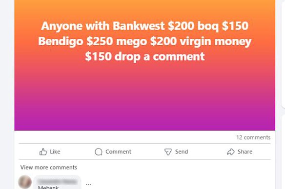 Access to Australian bank accounts is being traded via several Facebook groups.