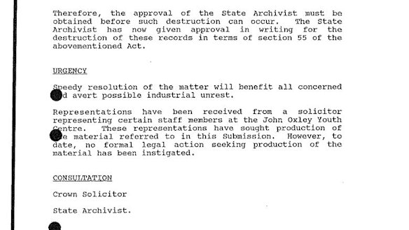 Goss Cabinet Minute March 5, 1990 page 3- Heiner Inquiry where is says a solicitor has contacted seeking the documents for court action.
