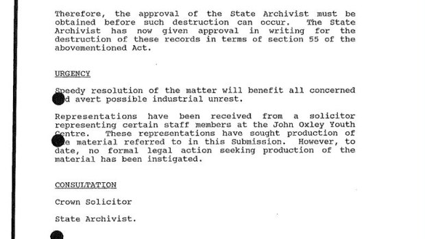 Goss Cabinet Minute March 5, 1990 page 3- Heiner Inquiry where is says a solicitor has contacted seeking the documents for court action.