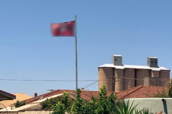 A Nazi flag flying over a home in the Victorian town of Beulah in 2020.